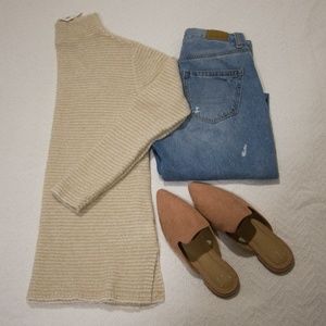 NWT Natural Stripe Mock Turtleneck Sweater